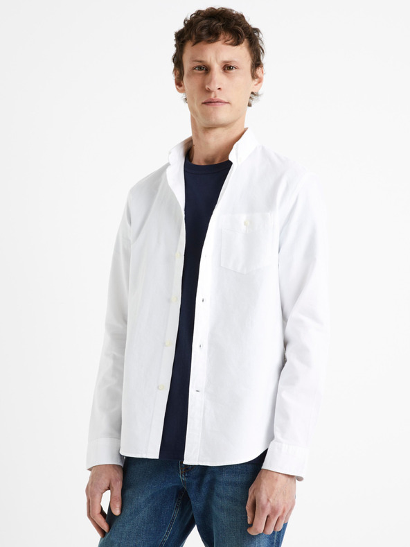 Celio Cămașă albă din bumbac Celio Daxford pentru bărbați