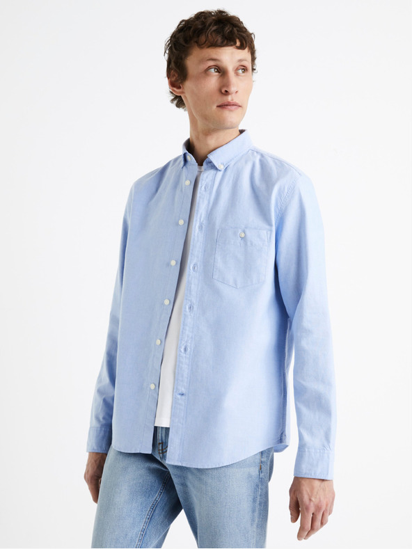 Celio Cămașă de bumbac albastru deschis pentru bărbați Celio Daxford