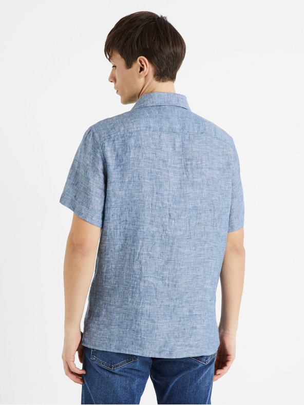 Celio Cămașă din in albastră pentru bărbați Celio Damralin