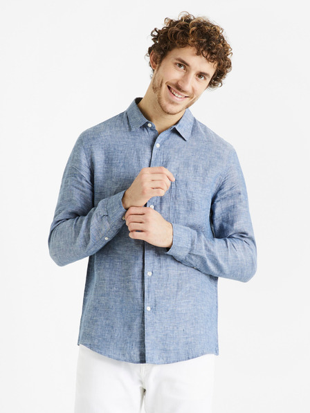 Celio Tricou albastru din in pentru bărbați Celio Daflix