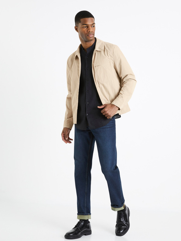 Celio Cămașă neagră din in pentru bărbați Celio Damopoc