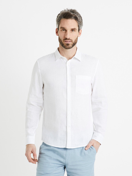 Celio Cămașă albă din in pentru bărbați Celio Daflix