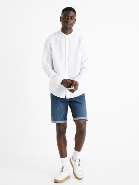 Celio Cămașă albă din in pentru bărbați Celio Damaolin