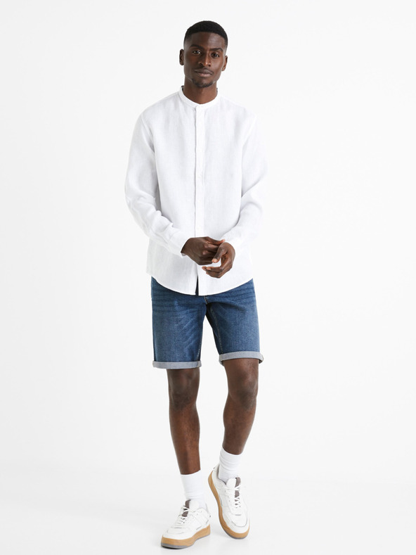 Celio Cămașă albă din in pentru bărbați Celio Damaolin