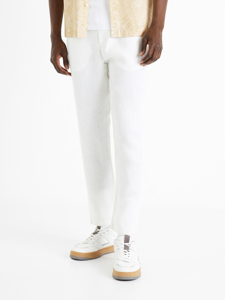 Celio Pantaloni albi din in pentru bărbați Celio Dolinus