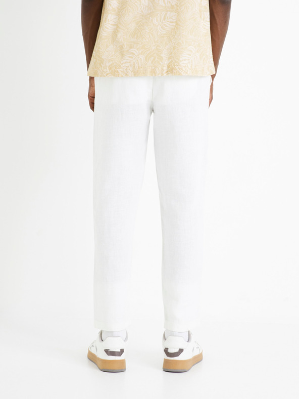 Celio Pantaloni albi din in pentru bărbați Celio Dolinus