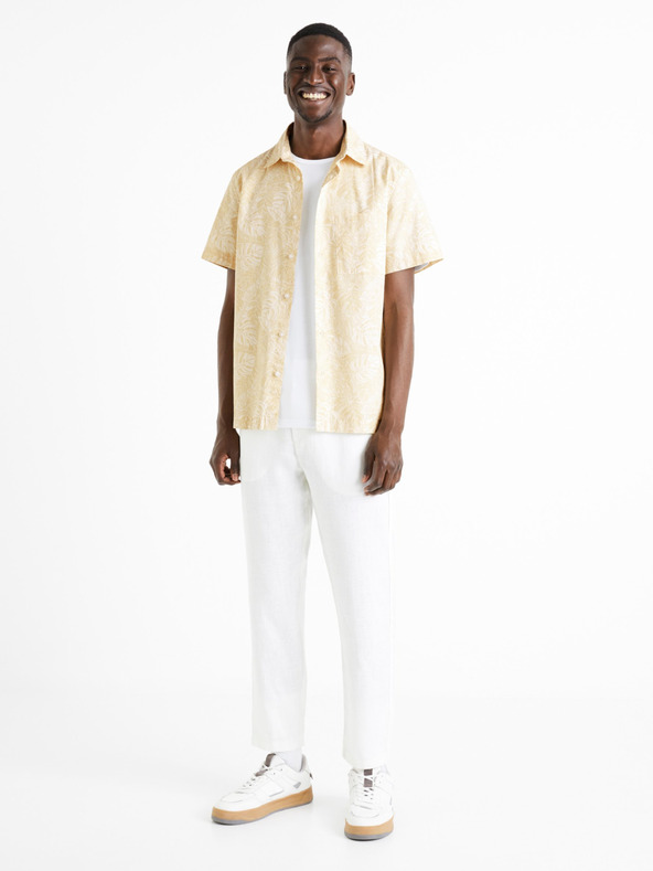 Celio Pantaloni albi din in pentru bărbați Celio Dolinus