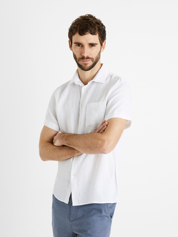 Celio Cămașă albă din in pentru bărbați Celio Damarlin
