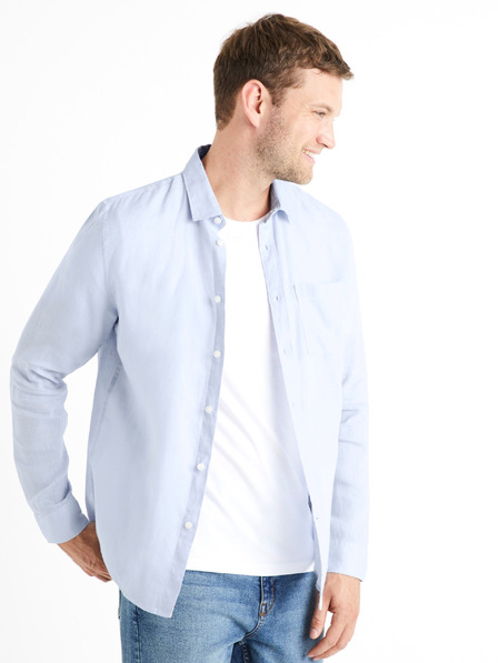 Celio Cămașă din in albastru deschis pentru bărbați Celio Daflix