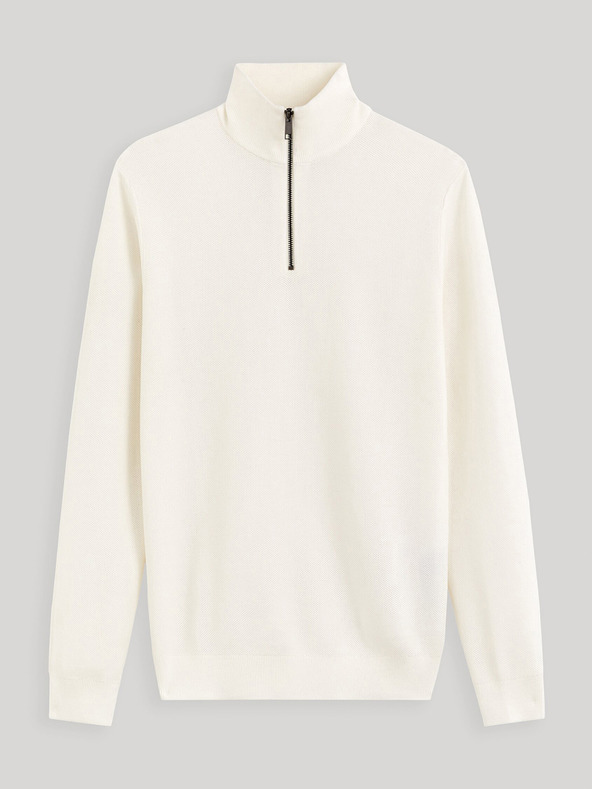 Celio Pulover crem pentru bărbați cu guler înalt Celio Celim
