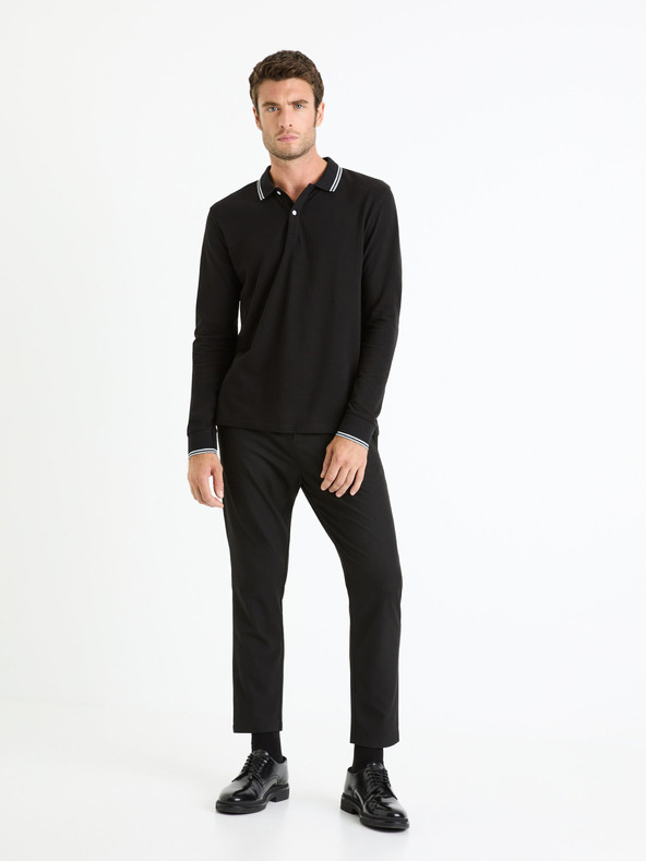 Celio Tricou polo basic negru pentru bărbați Celio Decolml