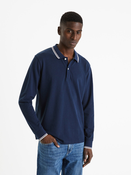Celio Tricou polo basic albastru închis pentru bărbați Celio Decolml