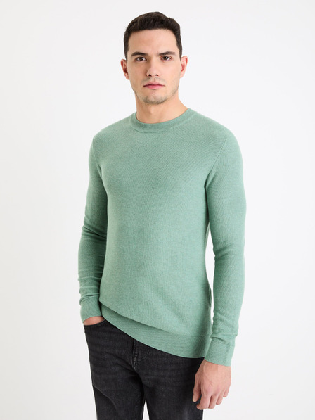 Celio Pulover basic verde pentru bărbați Celio Bepic