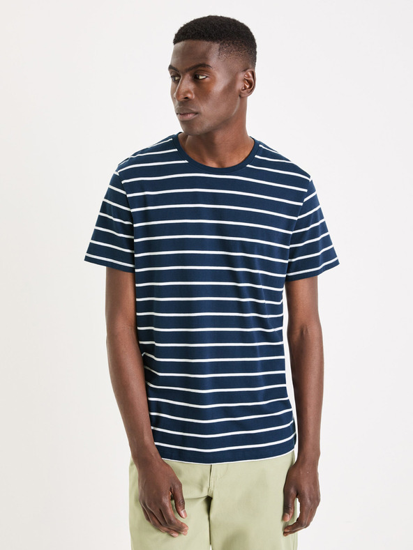 Celio Tricou basic albastru închis pentru bărbați Celio Gebaser