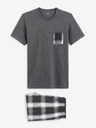 Celio Pijama scurtă în carouri gri pentru bărbați Celio Gipyshort2