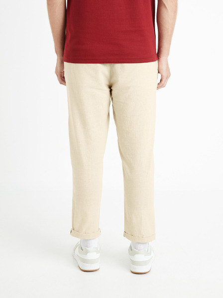 Celio Pantaloni bărbați bej din amestec de in Celio Dolinco