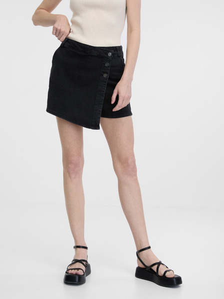 Orsay Pantaloni scurți negri din denim pentru femei ORSAY