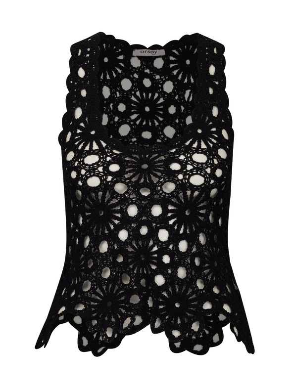 Orsay Top croșetat negru pentru femei ORSAY