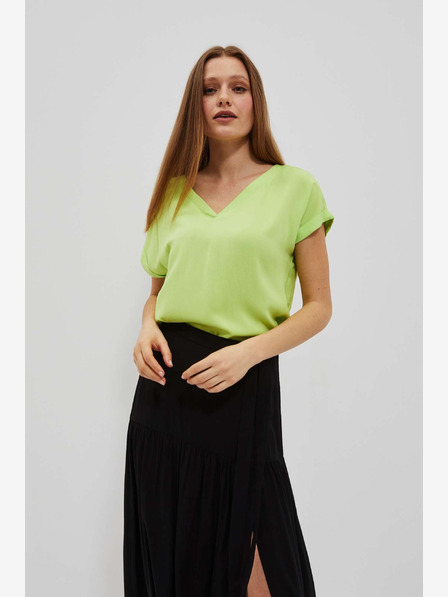 Moodo Tricou verde cu decolteu în V Moodo