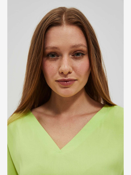 Moodo Tricou verde cu decolteu în V Moodo