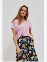 Moodo Tricou roz cu decolteu în V Moodo
