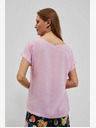 Moodo Tricou roz cu decolteu în V Moodo