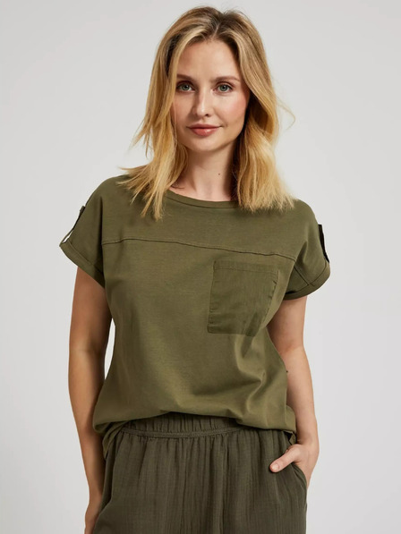 Moodo Tricou verde cu buzunar și mâneci scurte Moodo