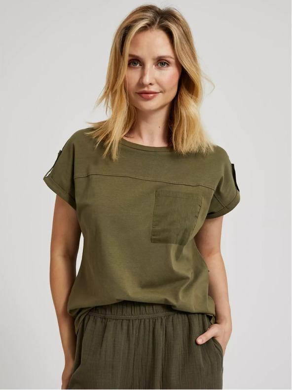 Moodo Tricou verde cu buzunar și mâneci scurte Moodo