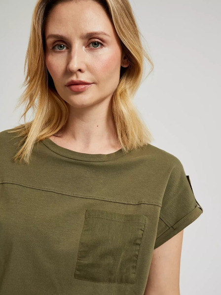 Moodo Tricou verde cu buzunar și mâneci scurte Moodo
