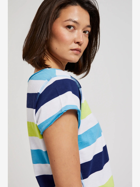 Moodo Tricou alb și turcoaz Moodo