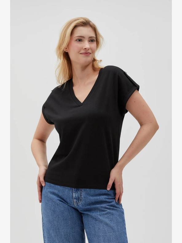 Moodo Cămașă lungă neagră pentru femei Moodo