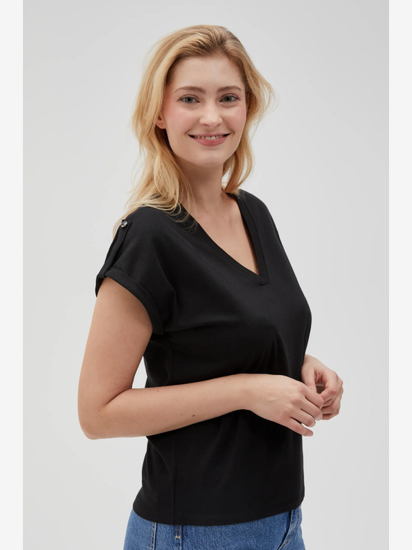 Moodo Cămașă lungă neagră pentru femei Moodo