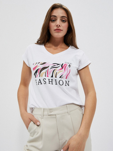 Moodo Tricou alb imprimat pentru femei Moodo
