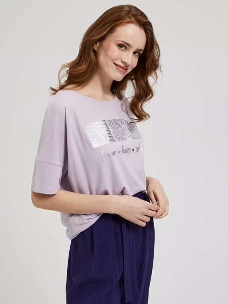 Moodo Tricou violet deschis cu paiete Moodo