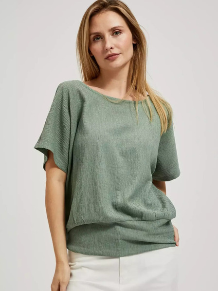 Moodo Tricou verde cu gât rotund Moodo