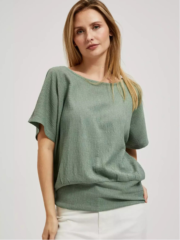 Moodo Tricou verde cu gât rotund Moodo