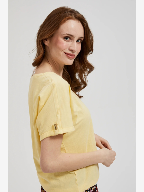 Moodo Cămașă galbenă cu buzunar și mâneci răsucite Moodo