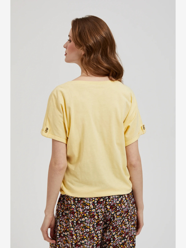 Moodo Cămașă galbenă cu buzunar și mâneci răsucite Moodo