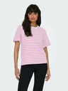 ONLY Tricou alb și roz cu dungi pentru femei ONLY