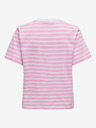 ONLY Tricou alb și roz cu dungi pentru femei ONLY