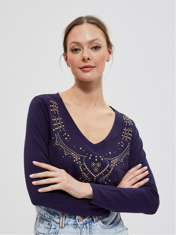 Moodo Tricou albastru închis pentru femei Moodo