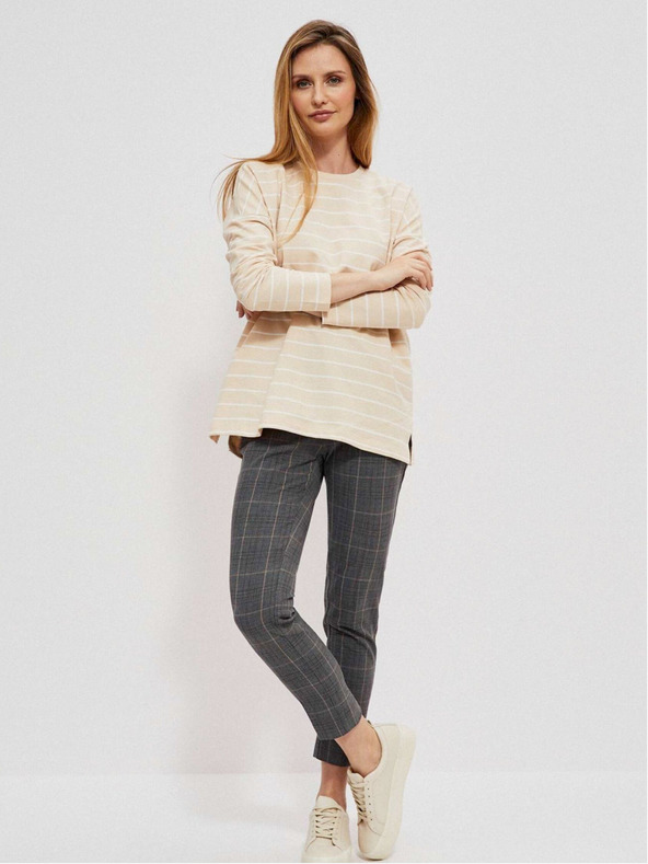 Moodo Cămașă cu dungi albe și bej pentru femei Moodo