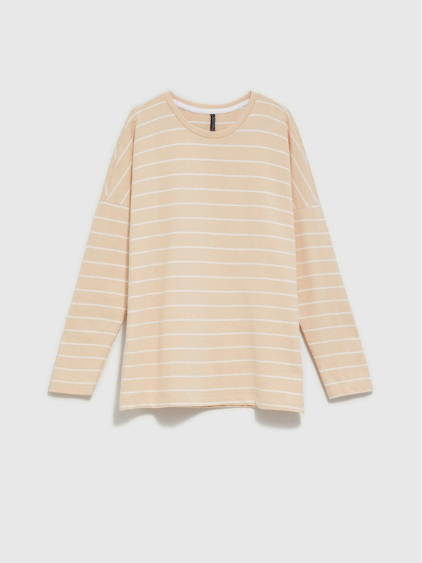 Moodo Cămașă cu dungi albe și bej pentru femei Moodo