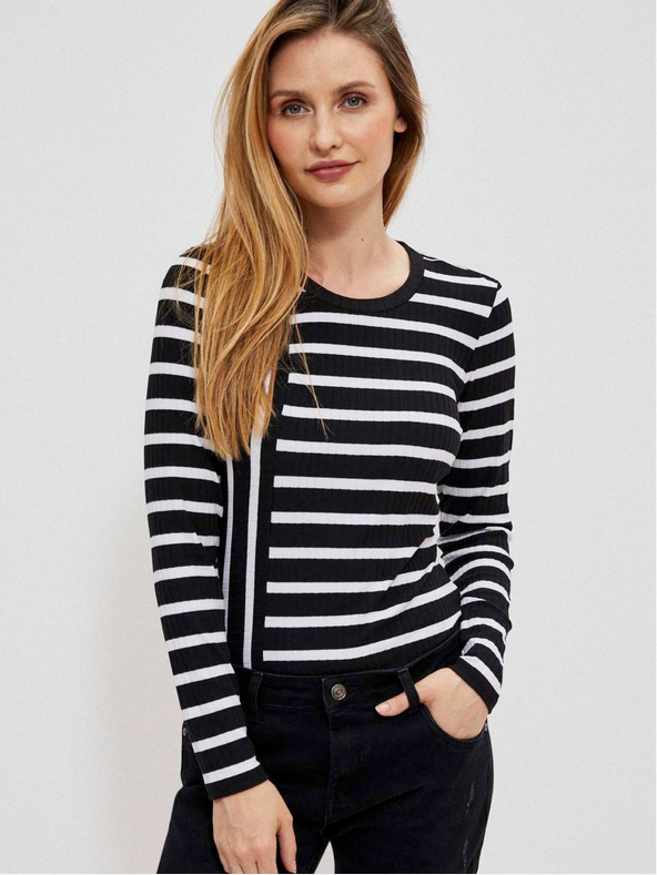 Moodo Tricou cu dungi albe și negre pentru femei Moodo