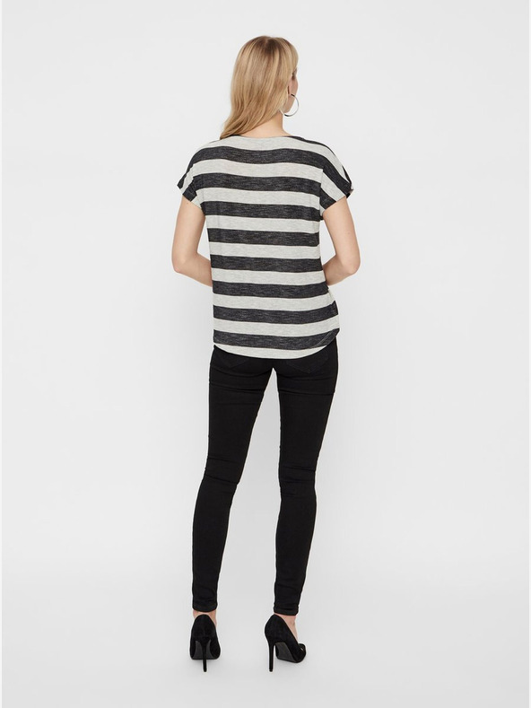 Vero Moda Tricou cu dungi crem și negre VERO MODA Wide