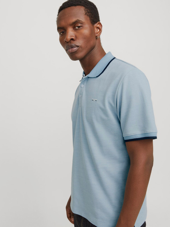 Jack & Jones Tricou polo albastru deschis pentru bărbați Jack & Jones