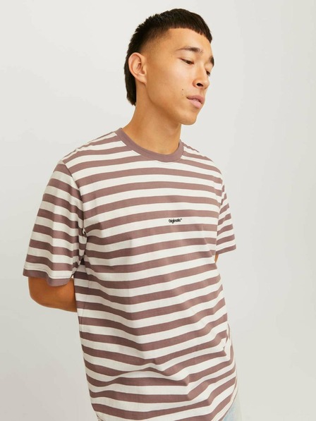 Jack & Jones Tricou cu dungi albe și maro pentru bărbați Jack & Jones