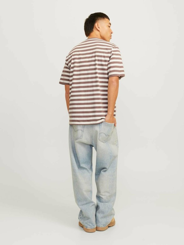 Jack & Jones Tricou cu dungi albe și maro pentru bărbați Jack & Jones