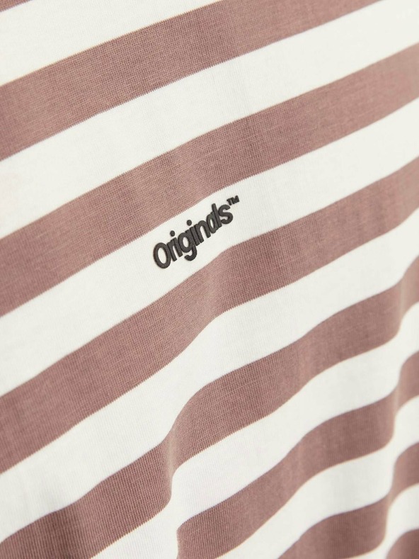 Jack & Jones Tricou cu dungi albe și maro pentru bărbați Jack & Jones