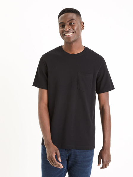Celio Tricou de bază negru pentru bărbați Celio Gepik